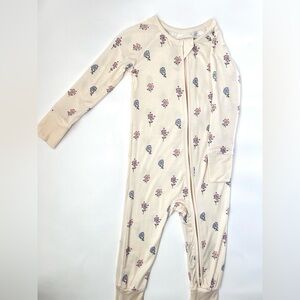NWOT Cream Floral Zip-Front Kids Pajama One-Piece